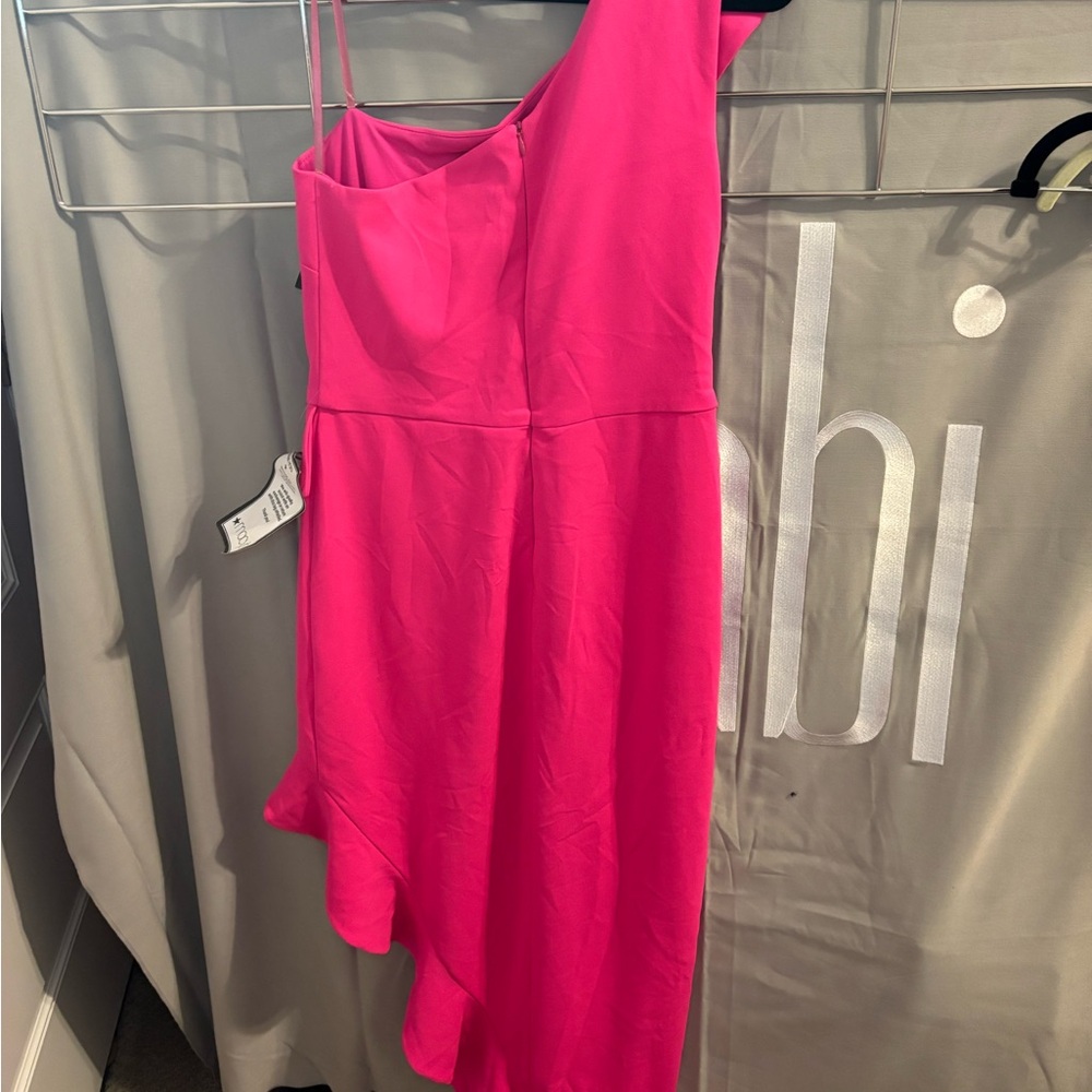 Betsy & Adam Vibrant Pink Asymmetrical Ruffle Dress - Picture 5 of 7